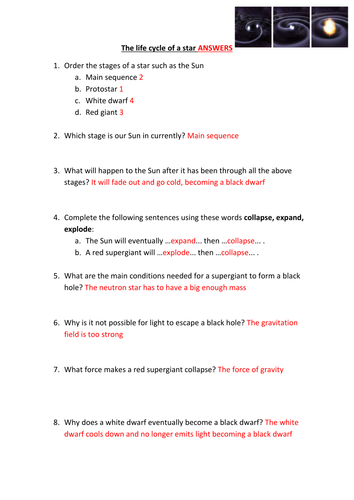 GCSE The Life Cycle Of A Star By CatBuckle Teaching Resources Tes