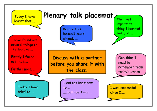 Plenary Placemats by smitters - Teaching Resources - Tes
