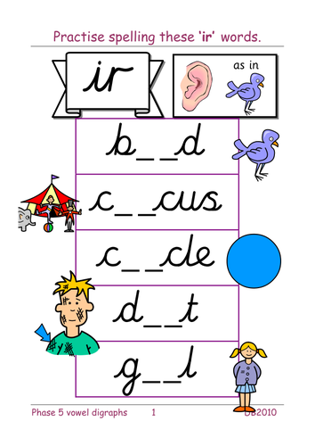 Worksheets Ir Words Phonics phase 5 ir grapheme cards and activities by trummy13 teaching resources tes