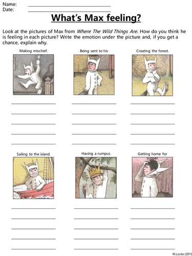 Where The Wild Things Are Worksheet - What's Max Feeling? by