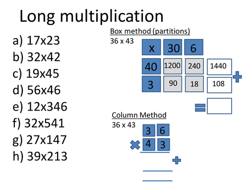 Long multiplication methods by Southamptontextiles26 - Teaching