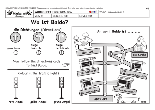 Directions In German Worksheet