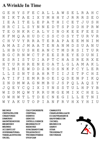 A Wrinkle In Time Word Search by sfy773 - Teaching Resources - Tes