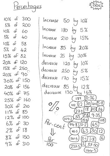 Percentage Increase and Decrease Treasure Hunt Worksheet by dandavies8  Teaching Resources  Tes