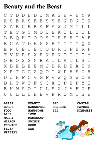 Beauty and the Beast Word Search and Color by sfy773 - Teaching ...