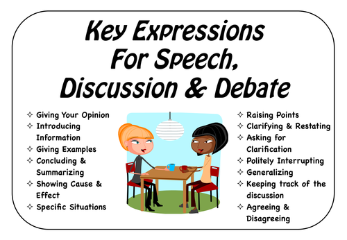 Key Expressions For Speech Discussion And Debate By Languageartslab