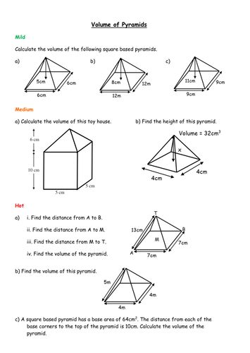 Worksheets Volume Of Pyramid Worksheet volume of pyramids by mizz happy teaching resources tes