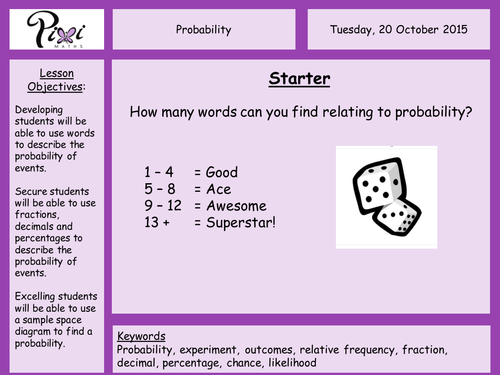 Worksheets Sample Space Worksheet probability scales mutual exclusivity exhaustive events and sample space diagrams by piximaths teaching resources tes