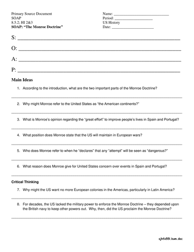 Worksheets Monroe Doctrine Worksheet monroe doctrine worksheet pixelpaperskin collection of sharebrowse