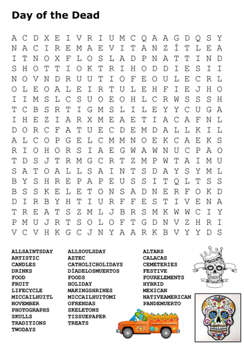 Dia De Los Muertos Word Search Free Printable