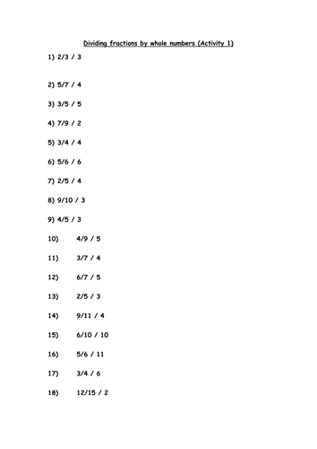 Worksheets Dividing Whole Numbers By Fractions Worksheet dividing fractions by whole numbers krisgreg30 teaching resources tes