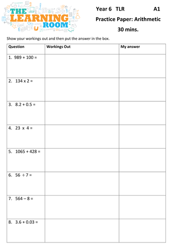 new-year-6-sats-arithmetic-practice-papers-2016-based-on-sample-paper