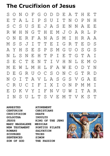 The Crucifixion of Jesus Word Search by sfy773 Teaching Resources Tes