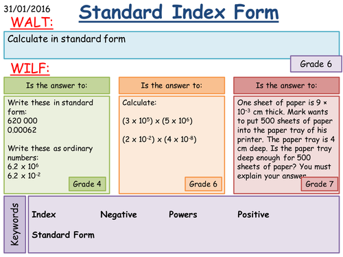 KS4: Calculating Standard Form [Grade 6] by fintansgirl - Teaching