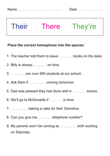 Homophones - Their, there, they're by MDudson22 - Teaching Resources - Tes
