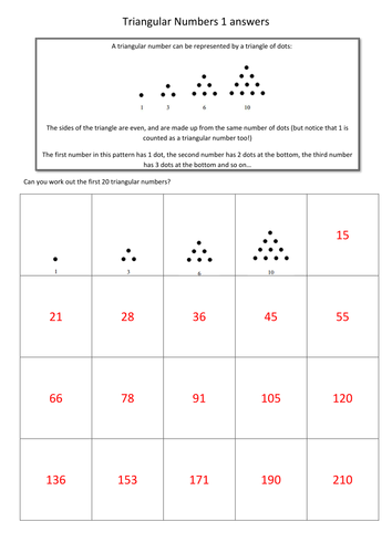 Square And Triangular Numbers Worksheet Tes