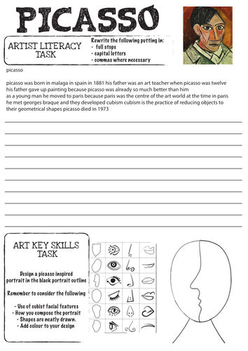 Picasso worksheet with Literacy Task by RND86 - Teaching Resources - Tes