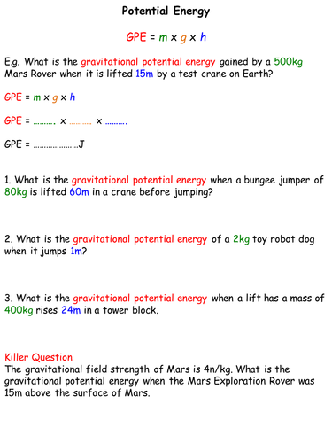 Gravitational Potential & Kinetic Energy - Differentiated for SEN by