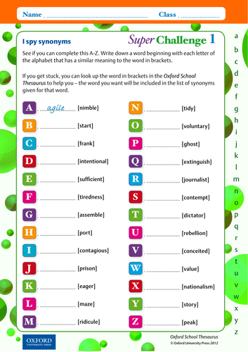 Oxford School Thesaurus: Synonyms (PDF) by NTsecondary - Teaching