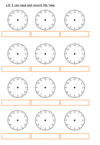 Drawing time analogue clock face worksheets Year 2 Year 3 - upper KS1