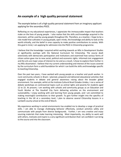 PGCE Example Personal Statement PDF by Workstation11 ...