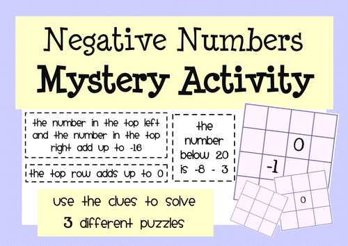 Negative Numbers: Activities & Puzzles by MathspadUK - Teaching