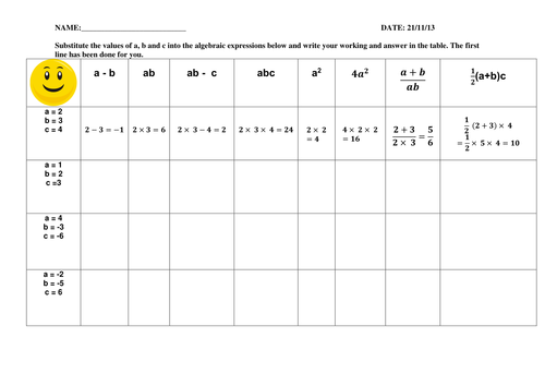 Worksheets Substitution Worksheet algebra worksheets simplifying collecting like terms substitution expanding factorising solve by aahmed25 teaching resources tes