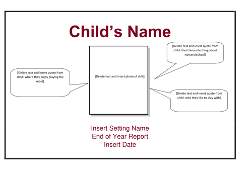 Nursery end of year report template image