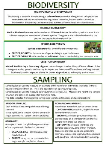 Biology AS Level OCR Revision Notes - Biodiversity by NathanDPW