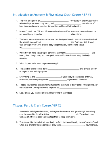 Worksheets Work Sheet Of Evolution Course pirate stash teaching resources tes anatomy and physiology bundle youtube crash course episodes 1 47