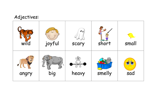 Adjectives word bank by Missgmz - Teaching Resources - Tes