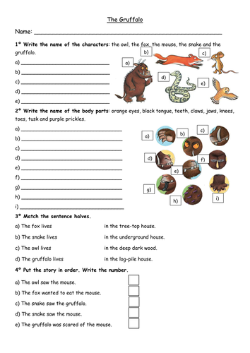 The Gruffalo reading comprehension by iglabo - Teaching Resources - Tes