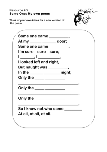 'Some One' Poetry Worksheet KS2 by KS2History - Teaching ...