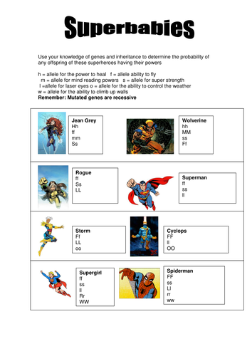 Worksheets Punnett Square Worksheet superbabies punnett square worksheet by efranklin teaching resources tes
