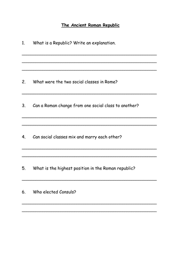 Ancient Roman Republic Worksheet by Asharys - Teaching Resources - Tes