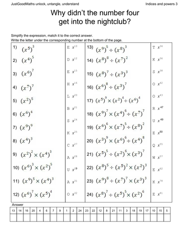 Index laws 3 Raise a power to a power by gmacphail - Teaching Resources