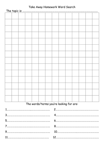 Create Your Own Wordsearch ITC Template By Wodewee Teaching 