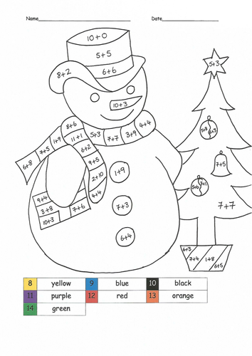 Christmas maths colouring sheets by Suemaas Teaching Resources Tes