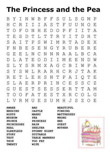 The Princess and the Pea Word Search by sfy773 - Teaching Resources - Tes