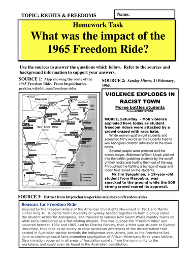 What was the impact of the 1965 Freedom Ride? by WayneWoods - Teaching