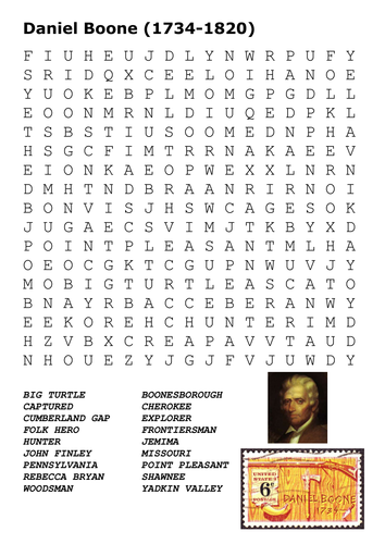 Daniel Boone Printable Worksheets