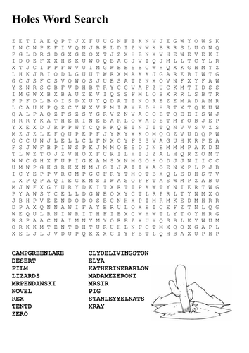 Holes Word Search By Sfy773 Teaching Resources Tes