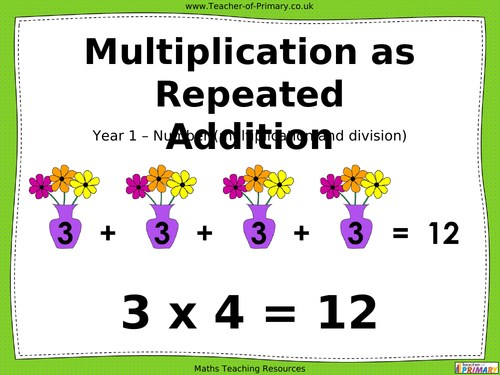Multiplication as Repeated Addition - PowerPoint lesson and worksheets