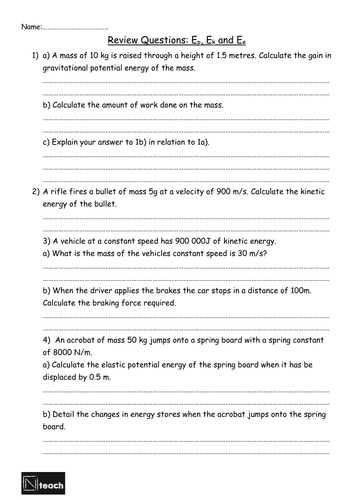 GCSE AQA Physics - P1.4-6 - Gravitational potential, kinetic energy