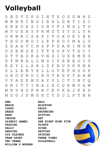 volleyball word search puzzle