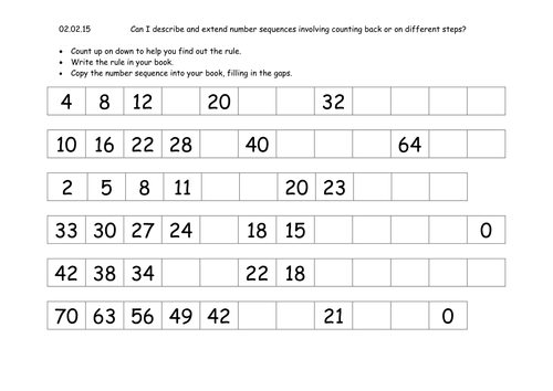 Year 3 number sequences and patterns differentiated ...