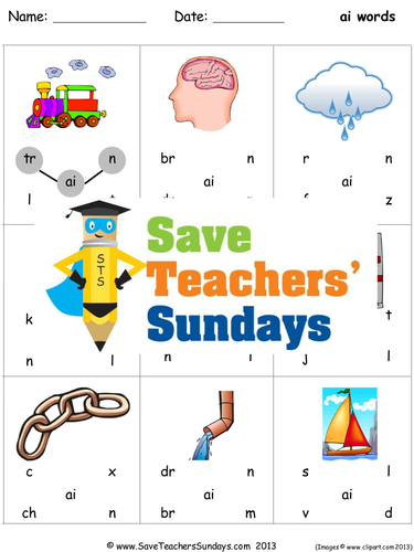 Ai Phonics Worksheets, Activities, Flash Cards, Lesson Plans and Other