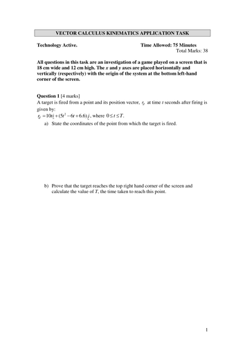 Worksheets Kinematics Worksheet mathematics teaching resources advanced mechanics tes vector calculus and kinematics application task