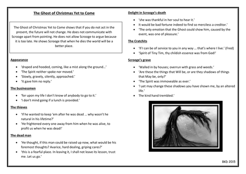 The Ghost of Christmas Yet to Come - Revision Sheet - A Chritmas Carol - Key Quotes by ...