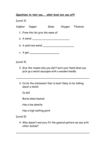 Properties of metals and non-metals worksheet by alexpce - Teaching